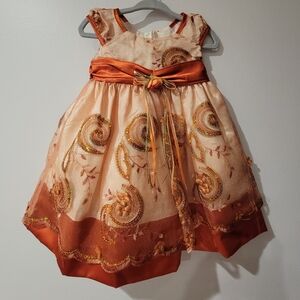 Baby's Kloset Brand Orange Sateen Dress with Lace Overlay